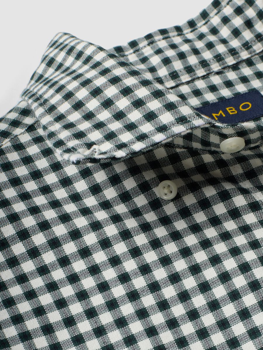 Camisa Oxford verde de cuadros en algod&oacute;n puro con cuello button-down, corte regular_5