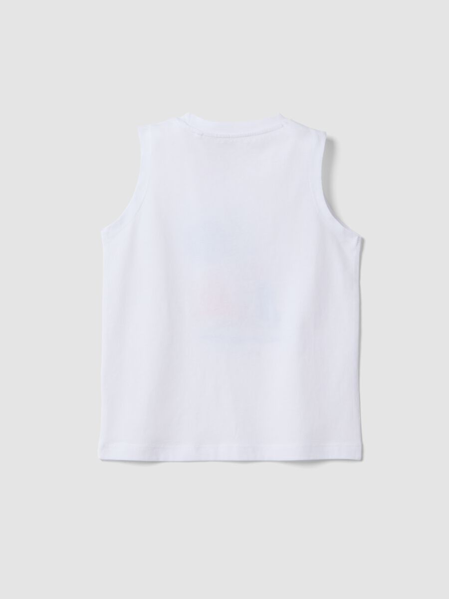 D&eacute;bardeur gar&ccedil;on blanc 100 % coton avec imprim&eacute; voilier_1