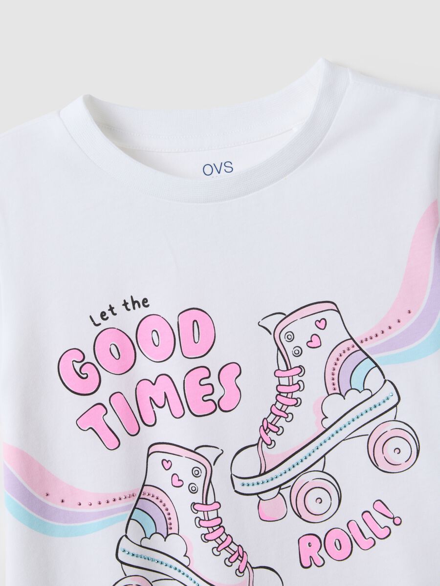 Girls' white pure cotton regular fit t-shirt with print_3