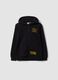 Black cotton-blend zip hoodie with One Piece print_0