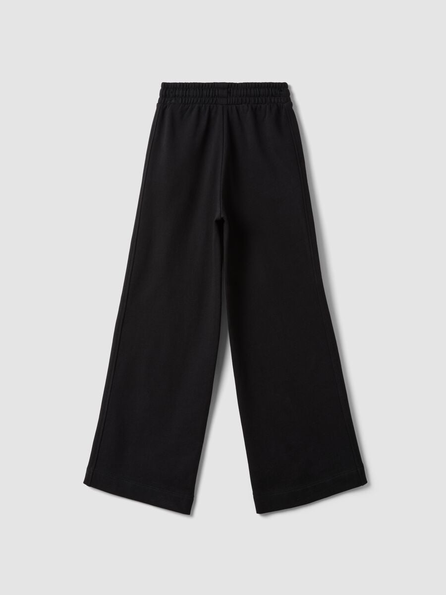 Black organic cotton culotte trousers for girls_2