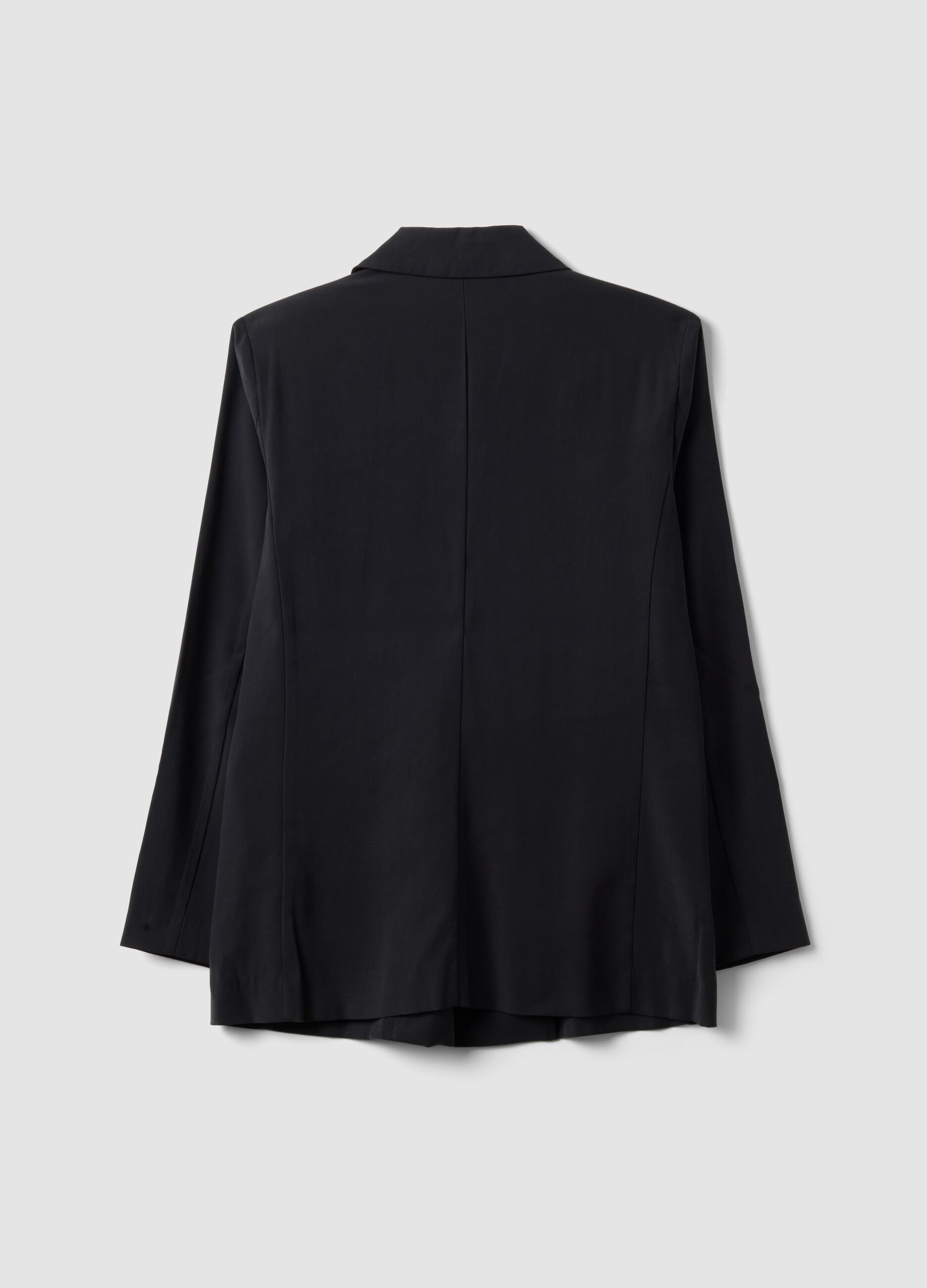 Black regular-fit viscose-blend blazer