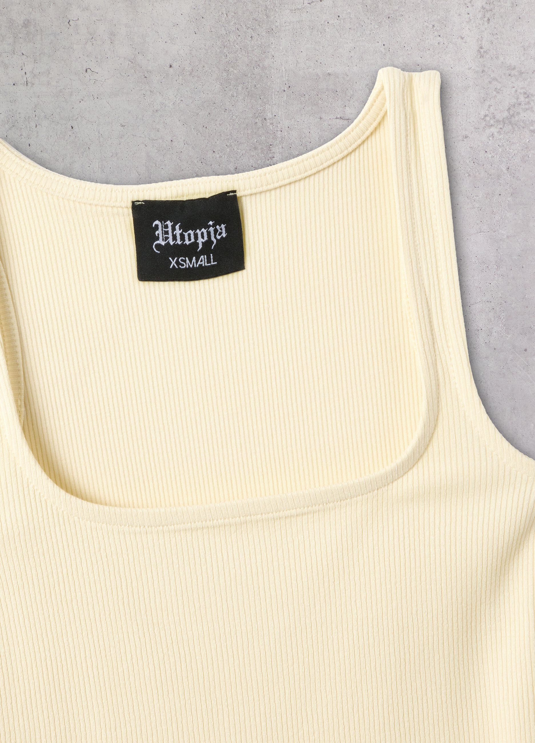 Square-Neck Tank Top in Pastel Yellow