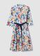 Wei&szlig;es Midikleid aus elastischer Baumwolle mit Blumenprint_0