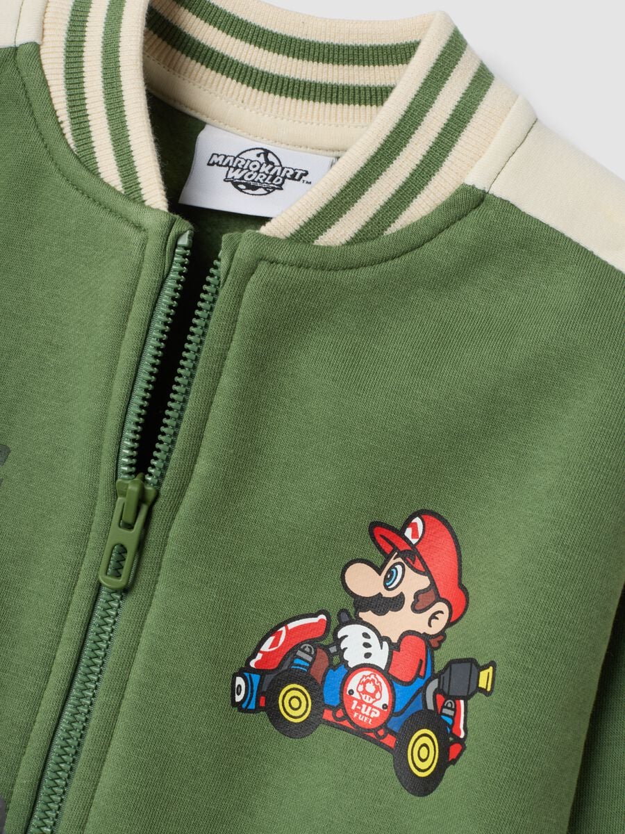 Green oversized cotton-blend sweatshirt with Mario Kart print_2