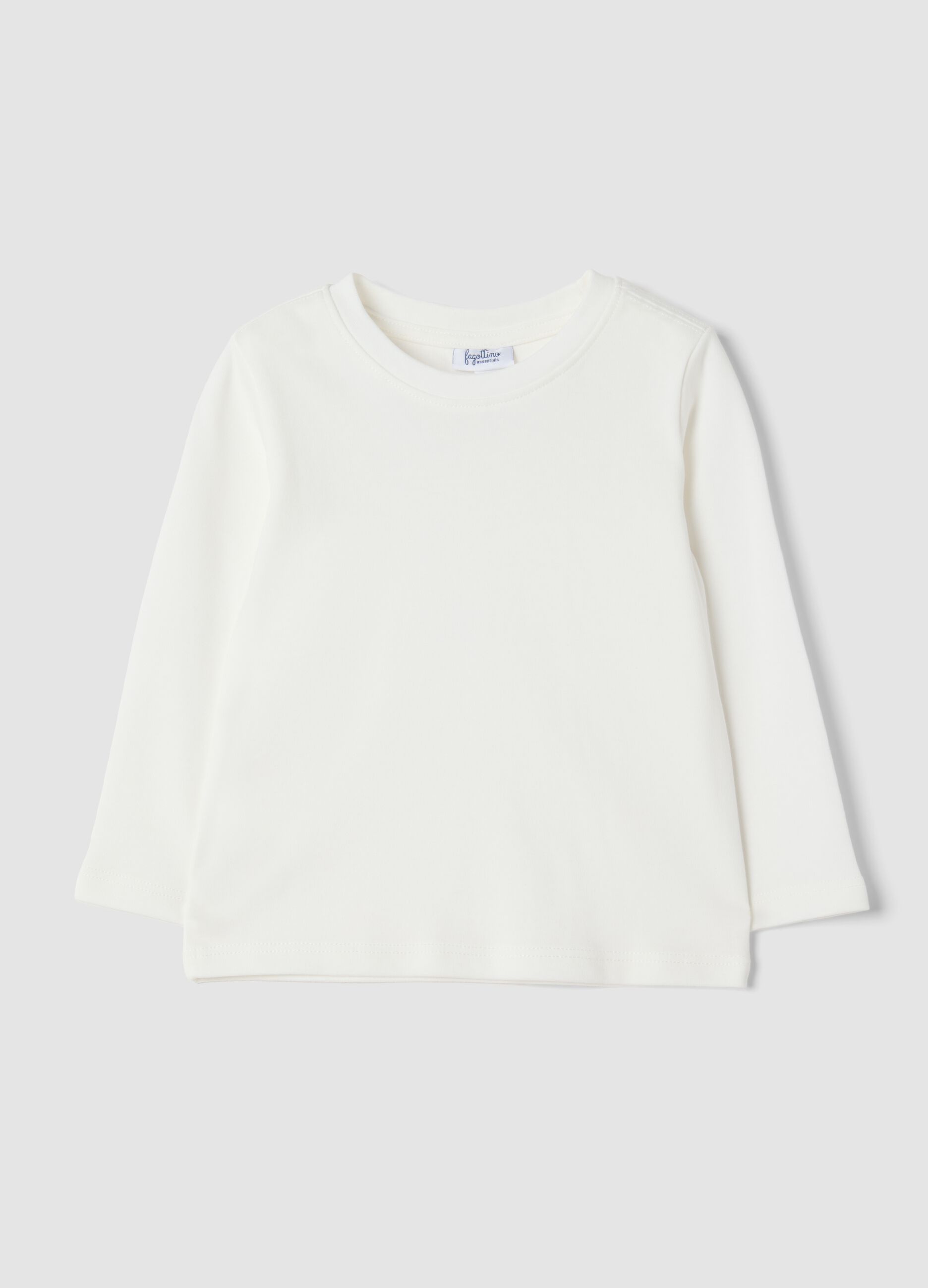 T-shirt branca de gola redonda em puro algod&atilde;o org&acirc;nico