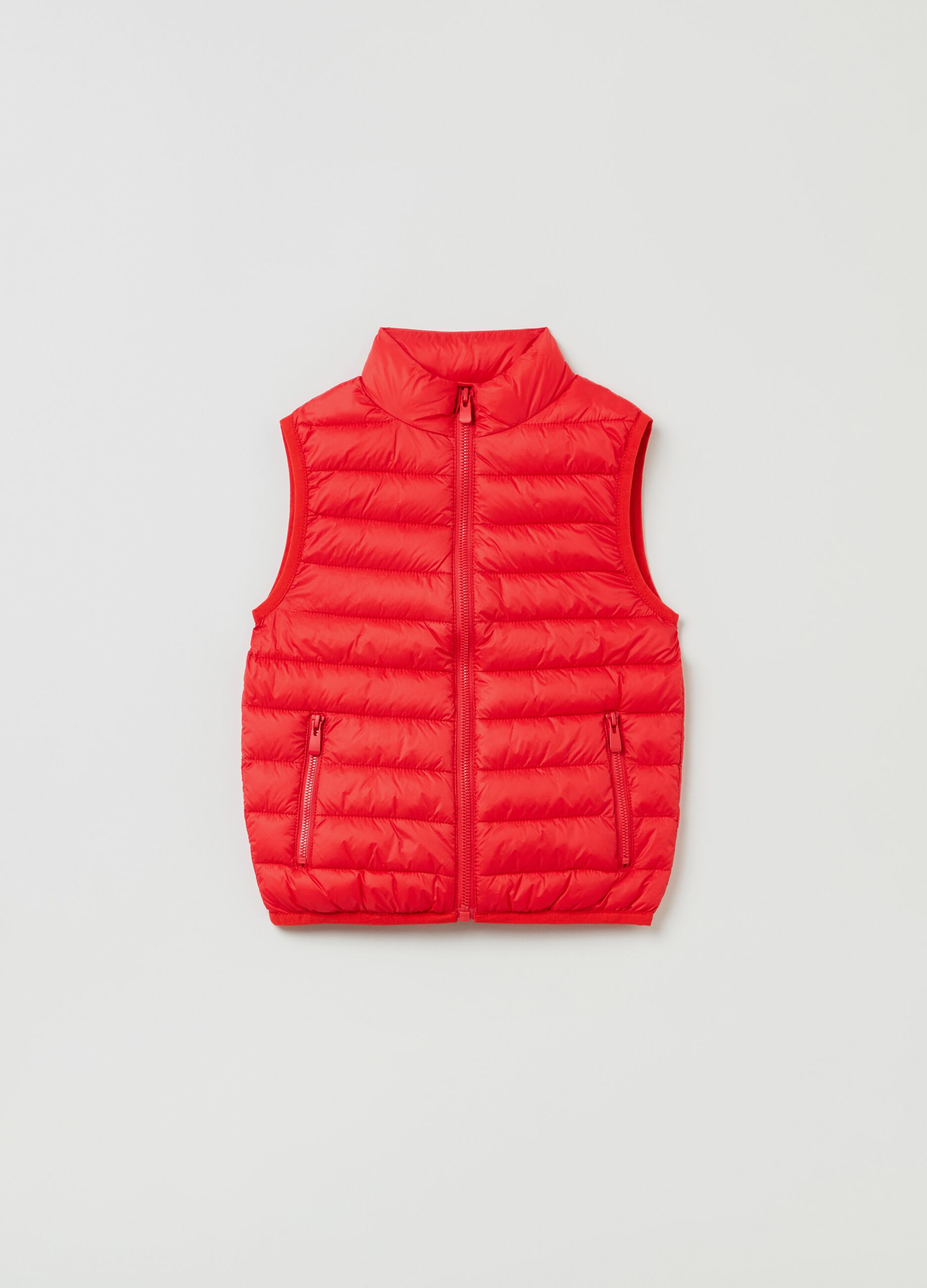 Ultralight down gilet with high neck
