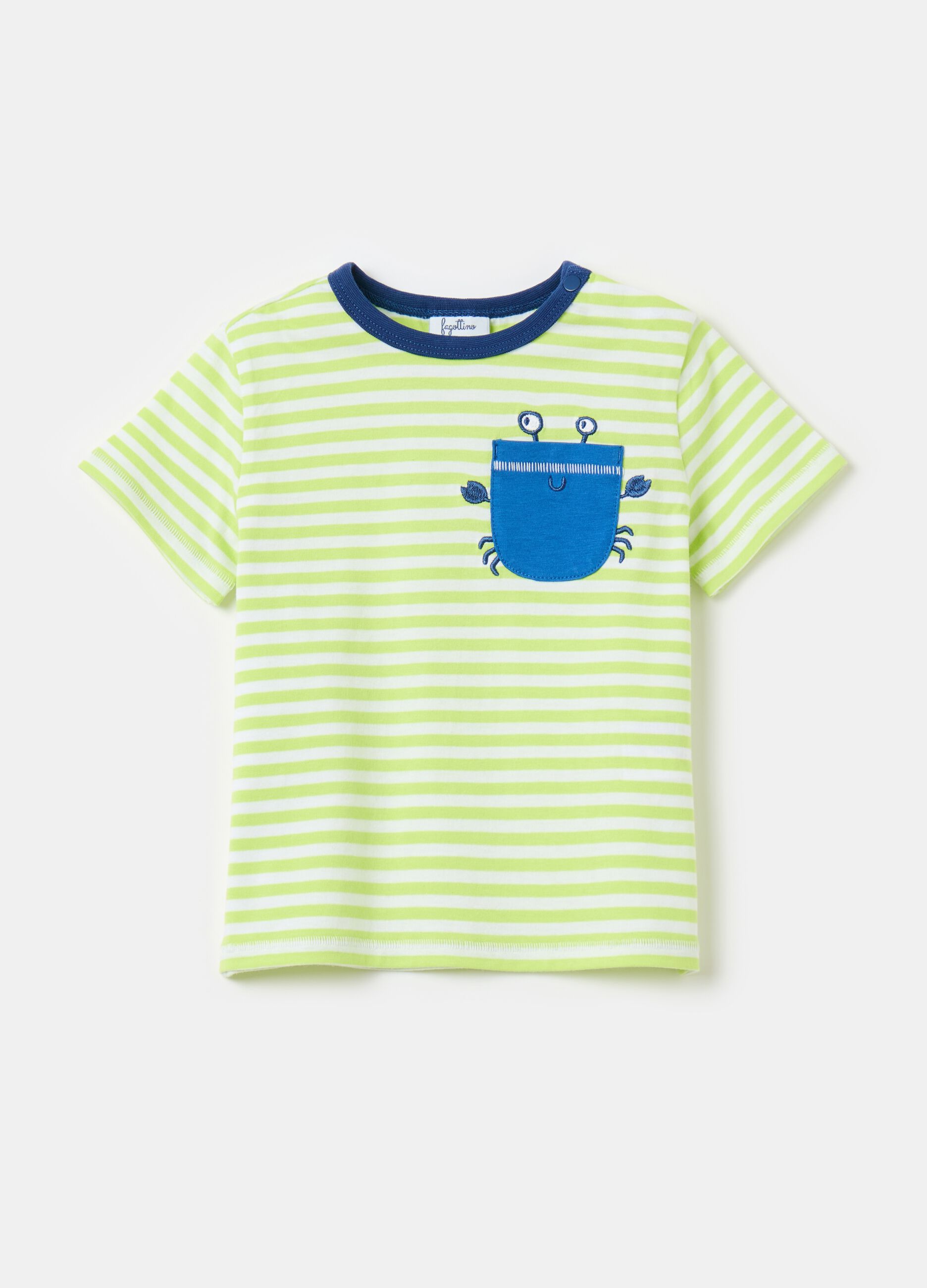 Striped T-shirt with pocket and embroidery