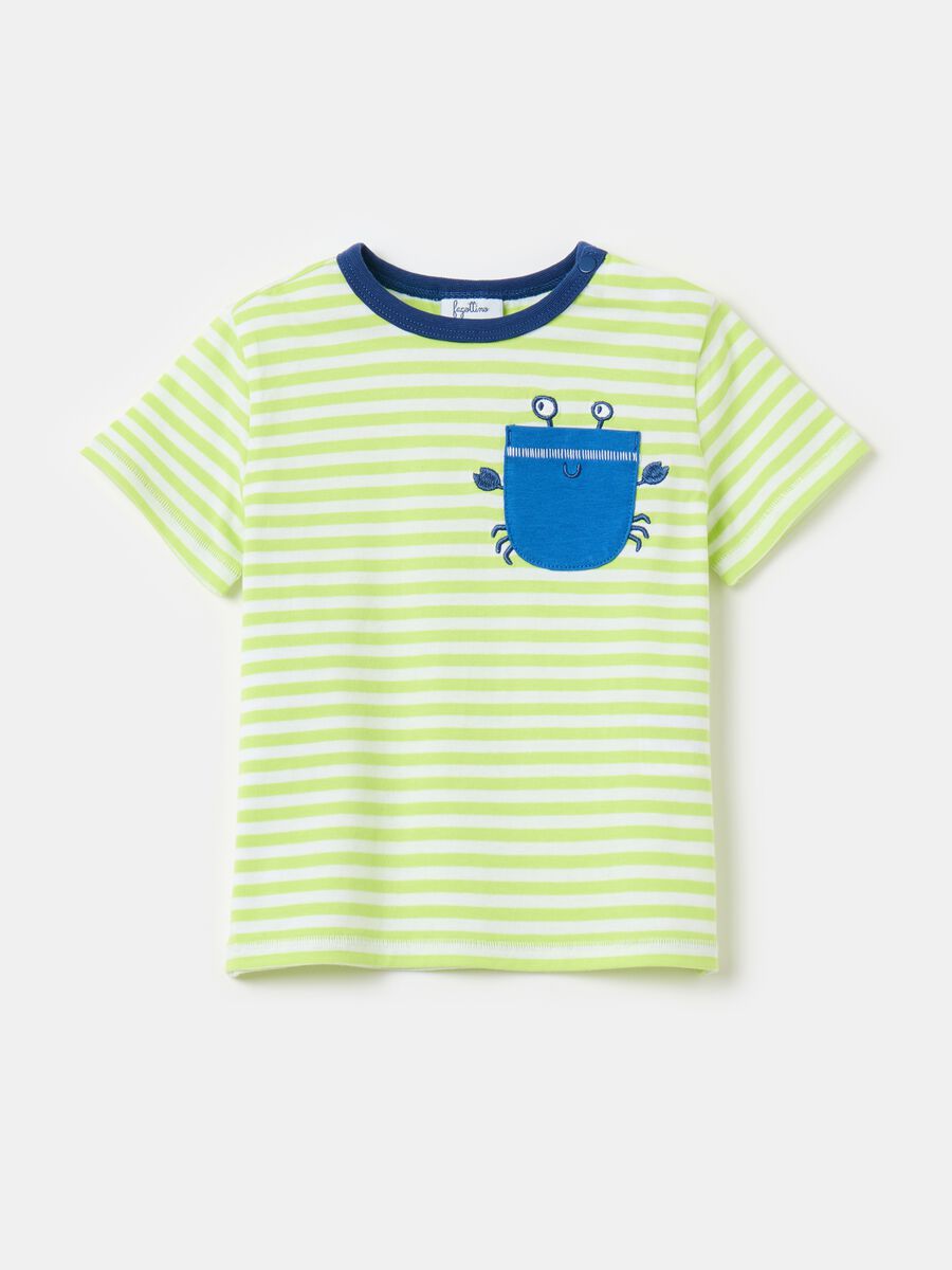 Striped T-shirt with pocket and embroidery_0