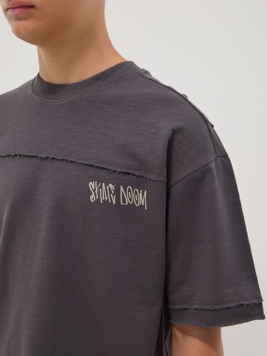 Grey pure cotton short-sleeve oversized T-shirt for boys_2