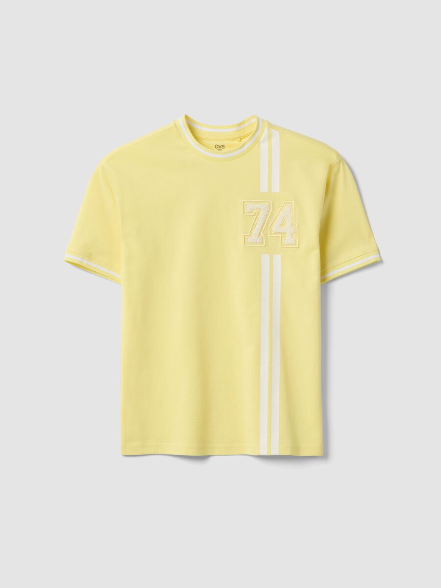 Boys' yellow pure cotton relaxed fit t-shirt with number_3