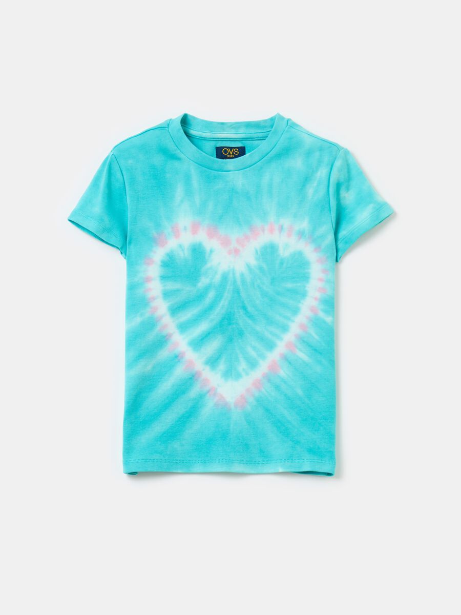 Tie-dye T-shirt with heart print_0