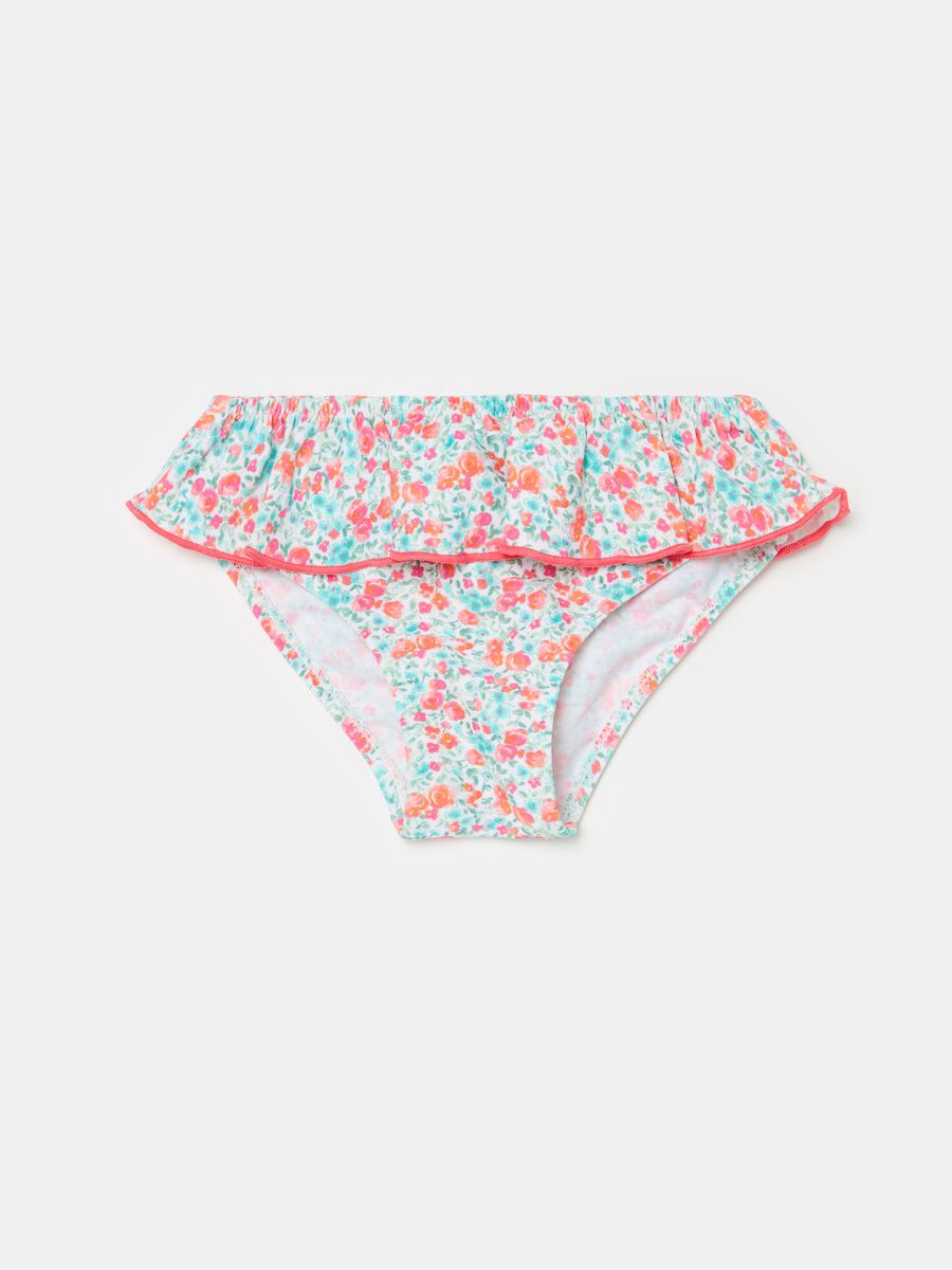 Bikini briefs with floral pattern and flounce_0