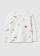 White crew neck sweatshirt for girls in pure cotton regular fit with designs_0