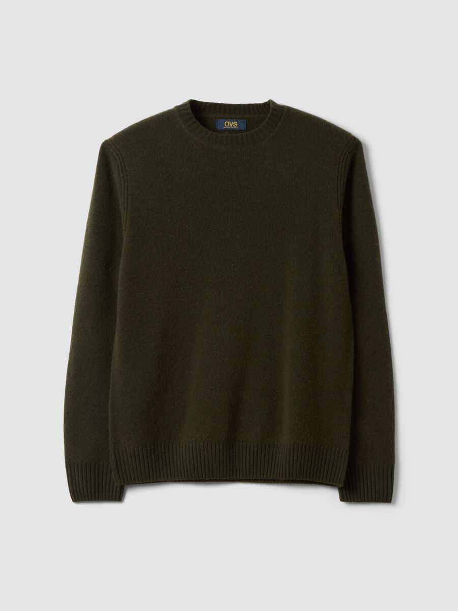 Green crew-neck wool-blend jumper, regular fit_0