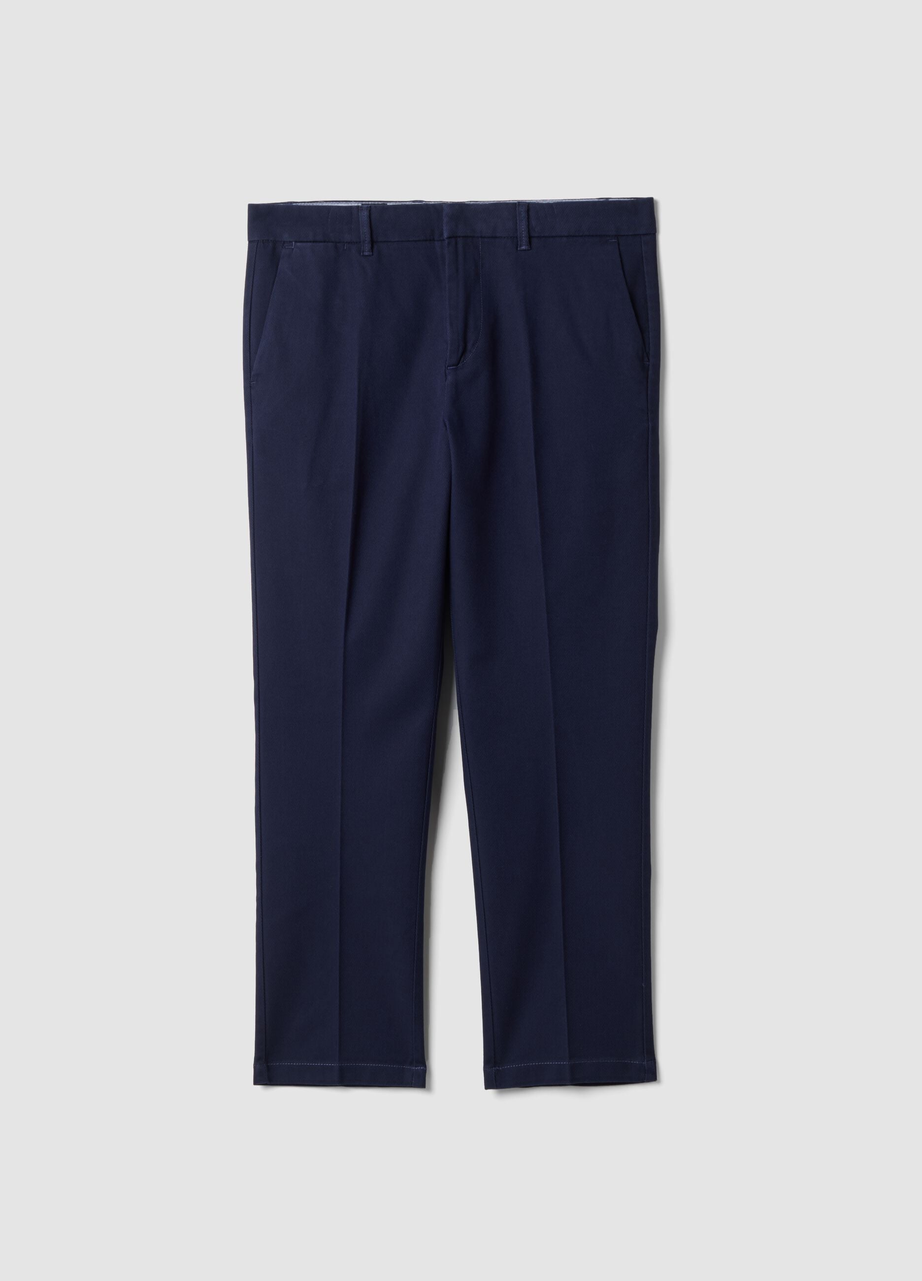 Blue regular tapered-fit stretch cotton twill chino trousers