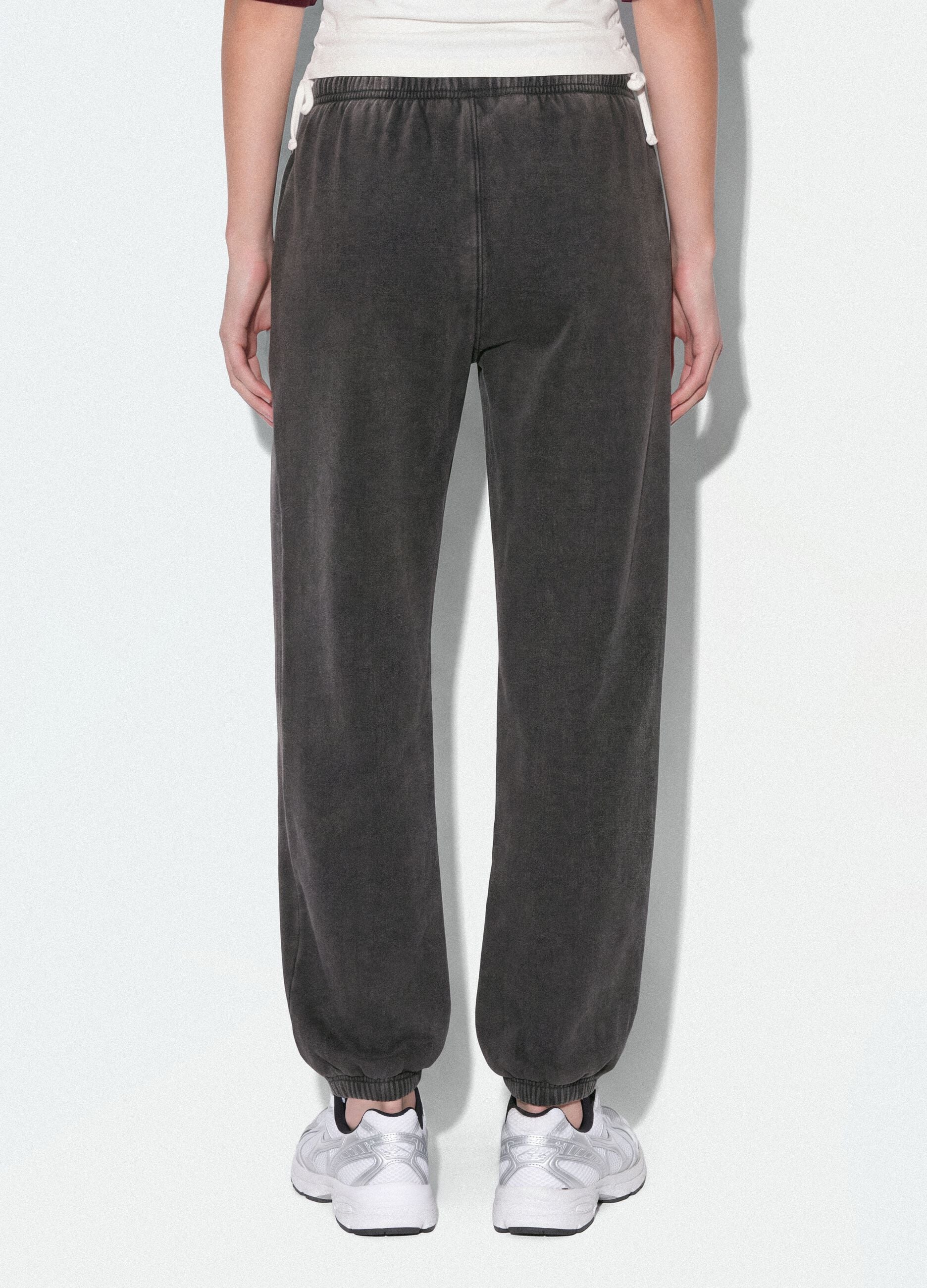 Graue Joggerhose aus Baumwollmix mit Kordelzug
