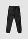 Pantaloni jogger neri in puro cotone con stampa sfumata per ragazzo_3