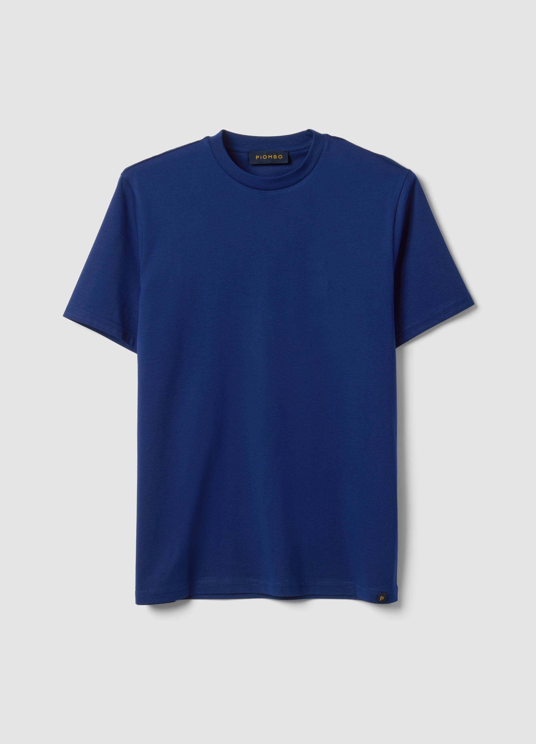 Blue Supima cotton crew-neck T-shirt, regular fit