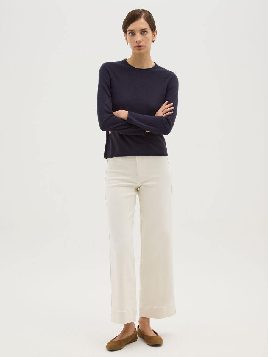 Blue Crew Neck Sweater Fitted Fit_1