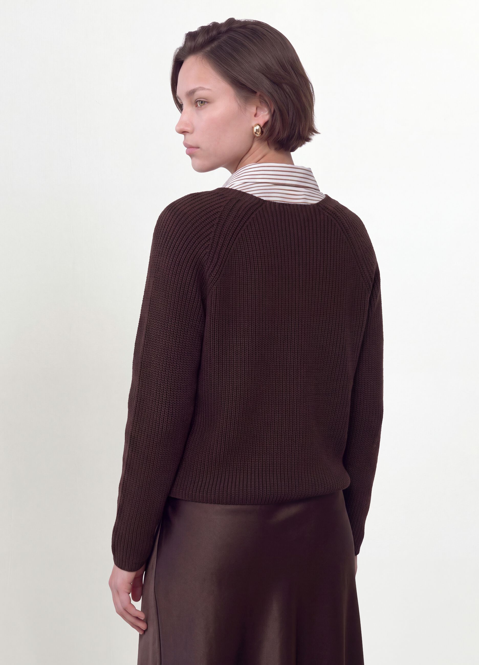 Multicolour pure cotton crew-neck cardigan, regular fit