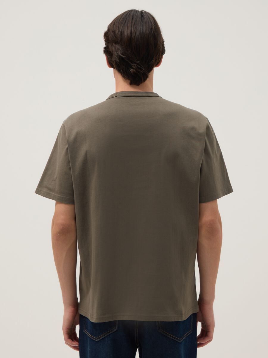 Green relaxed fit crew neck pure cotton t-shirt_2