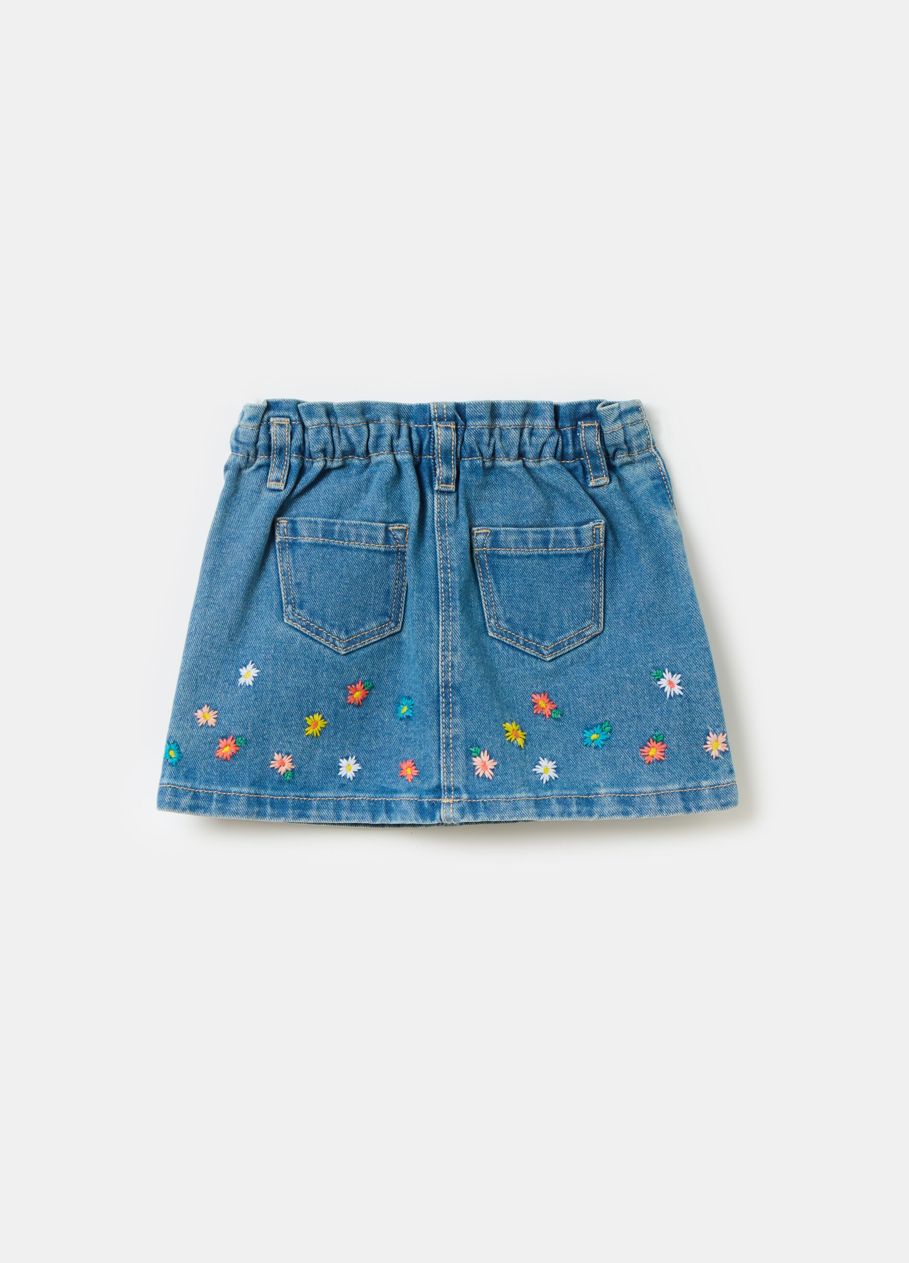 Denim miniskirt with embroidery