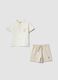 White stretch cotton set with polo shirt and shorts_0