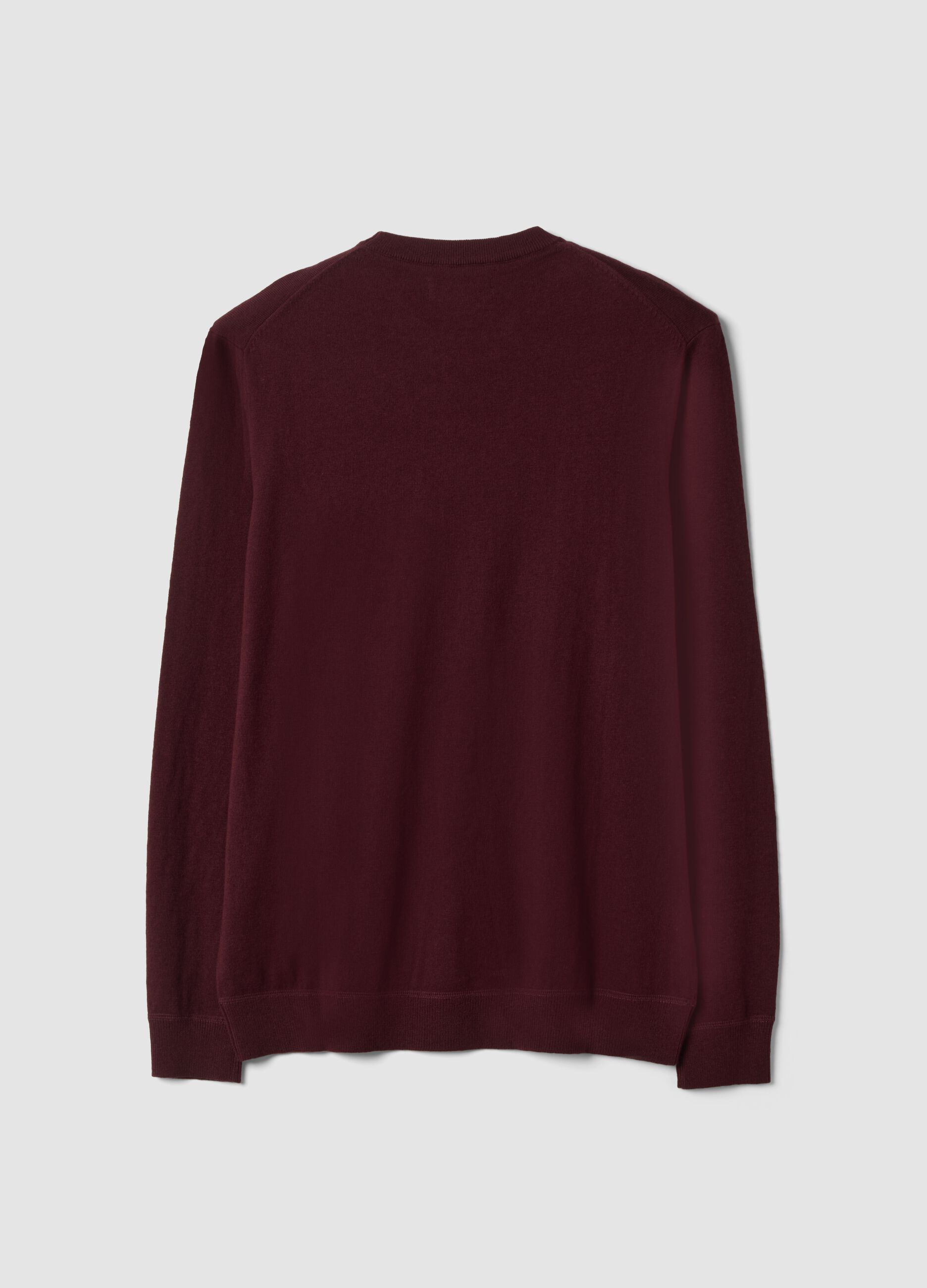 Maglia rossa in misto cotone e cashmere girocollo