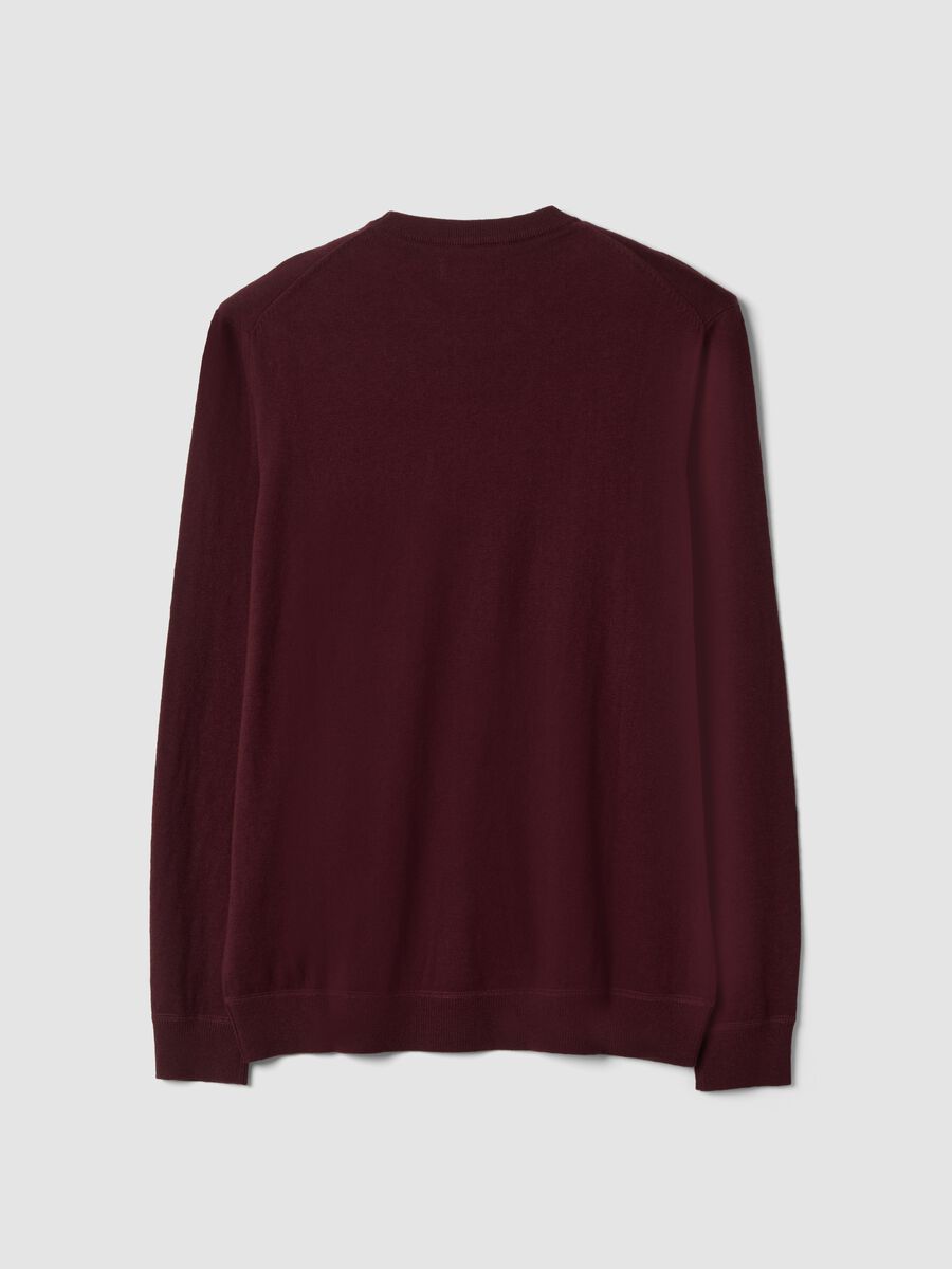 Maglia rossa in misto cotone e cashmere girocollo_6