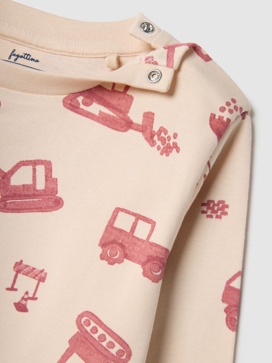 Newborn multicolour pure cotton pyjamas regular fit with diggers_2