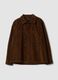 Brown ribbed pure cotton shacket with buttons_4