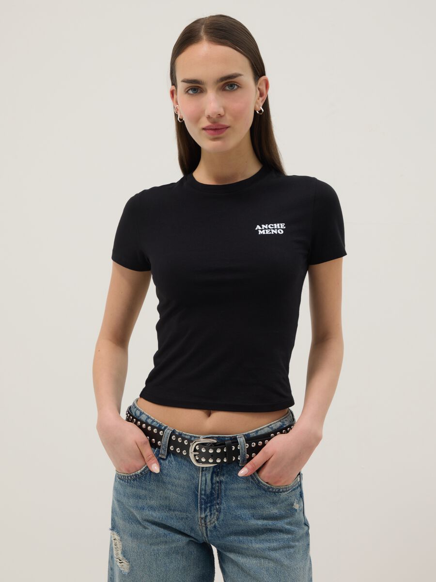 Schwarzes slim fit T-Shirt aus reiner Baumwolle mit Schriftzug_3