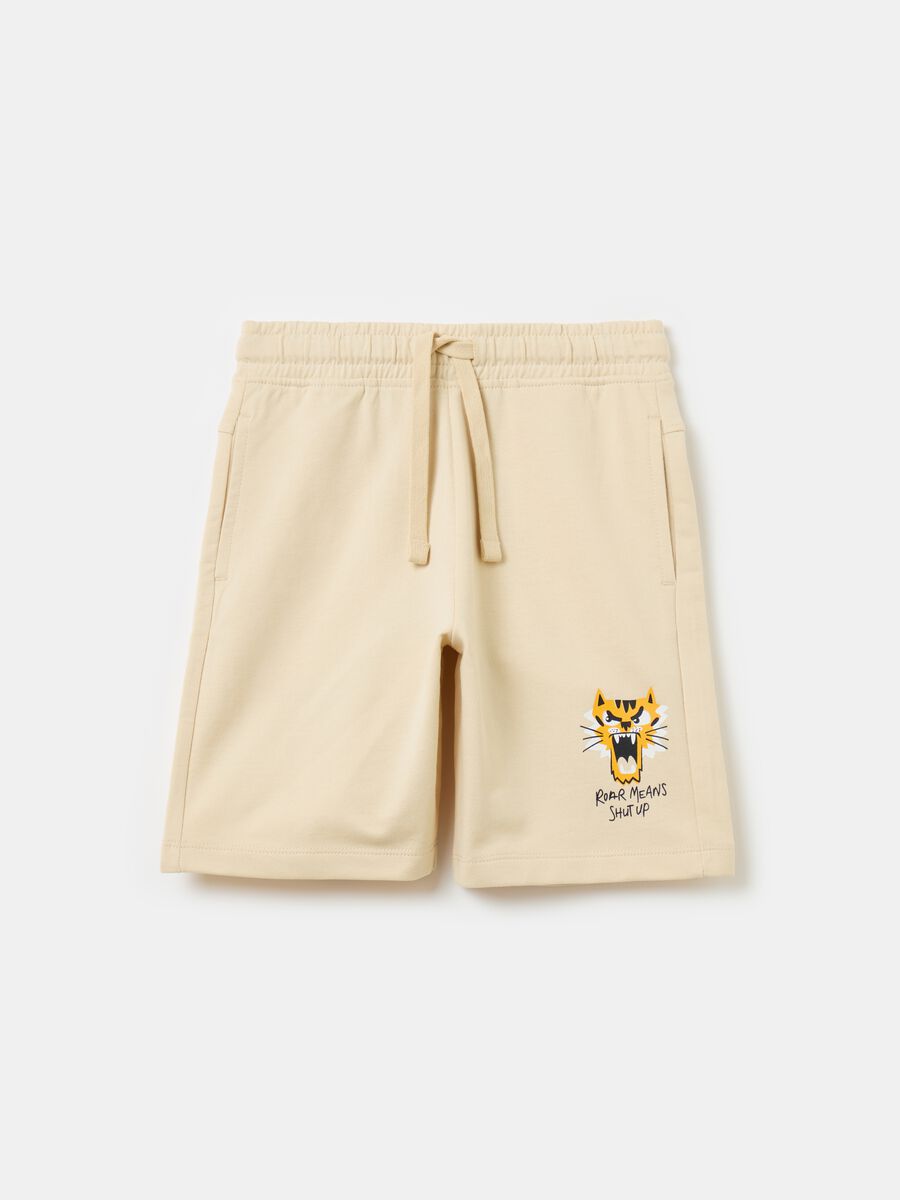 Bermuda shorts with drawstring and print_0