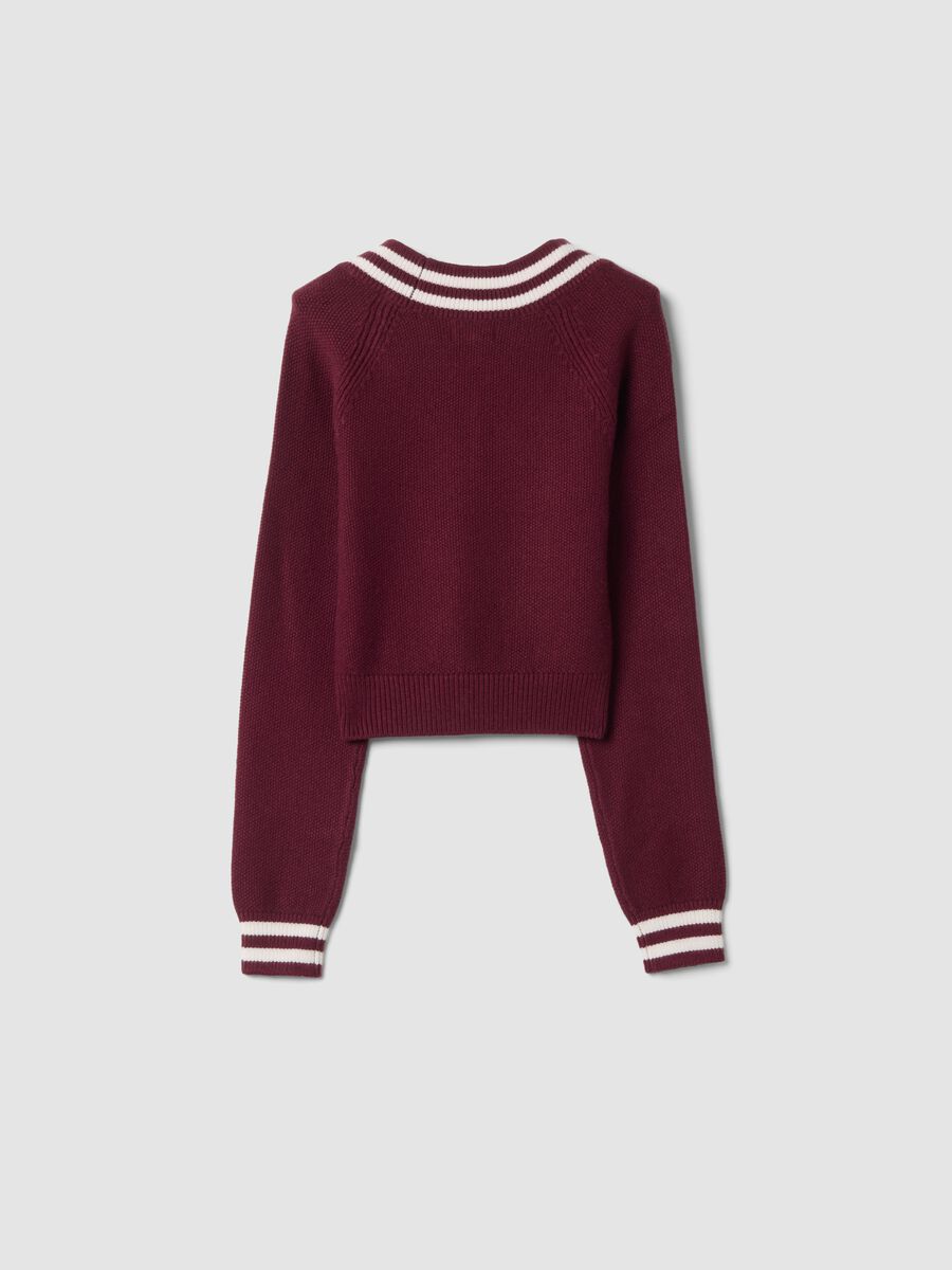 Maglione rosso in misto viscosa con scollo a V regular fit_2