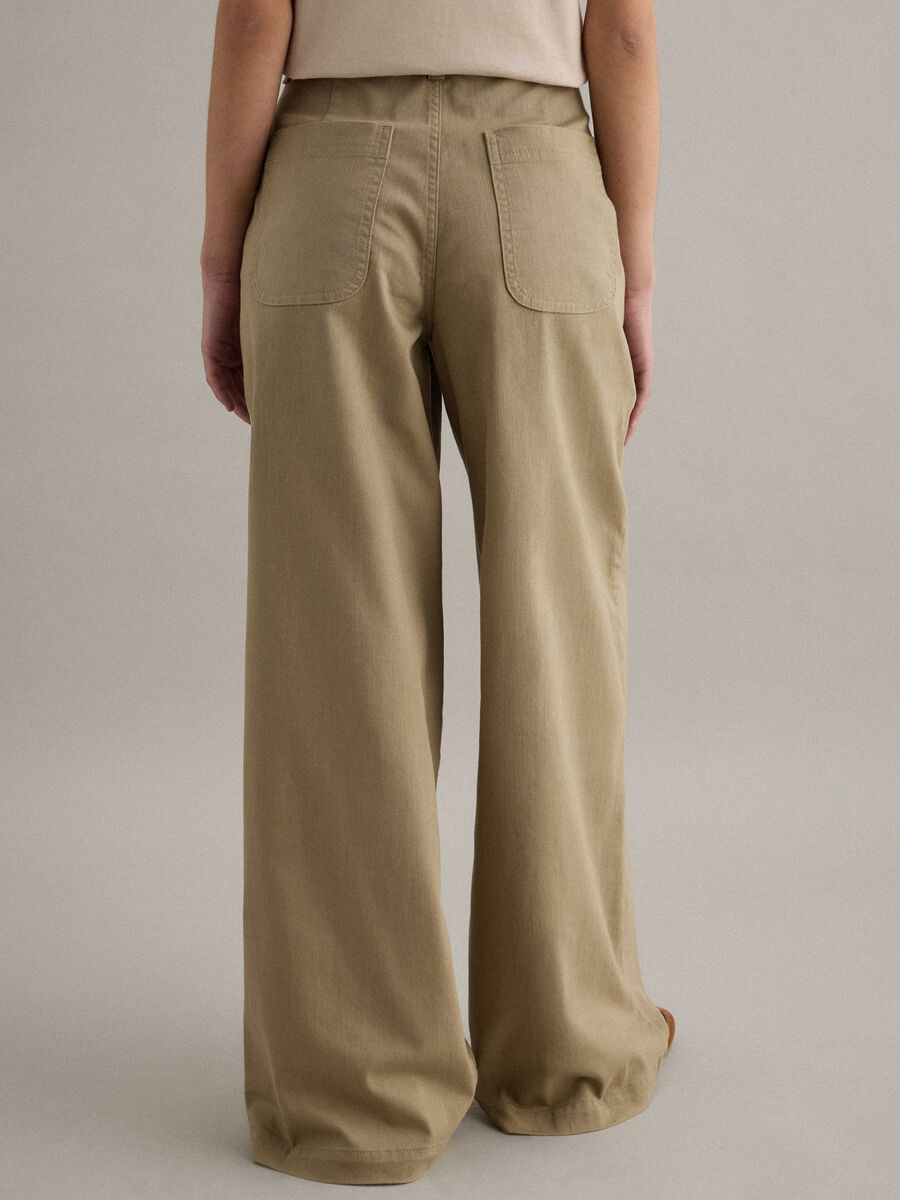 Beige Regular Fit Stretch Cotton Chino Trousers_2