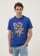 Blaues T-Shirt aus reiner Baumwolle mit Print, Regular Fit_2
