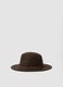 Brown pure wool hat with contrast band_0