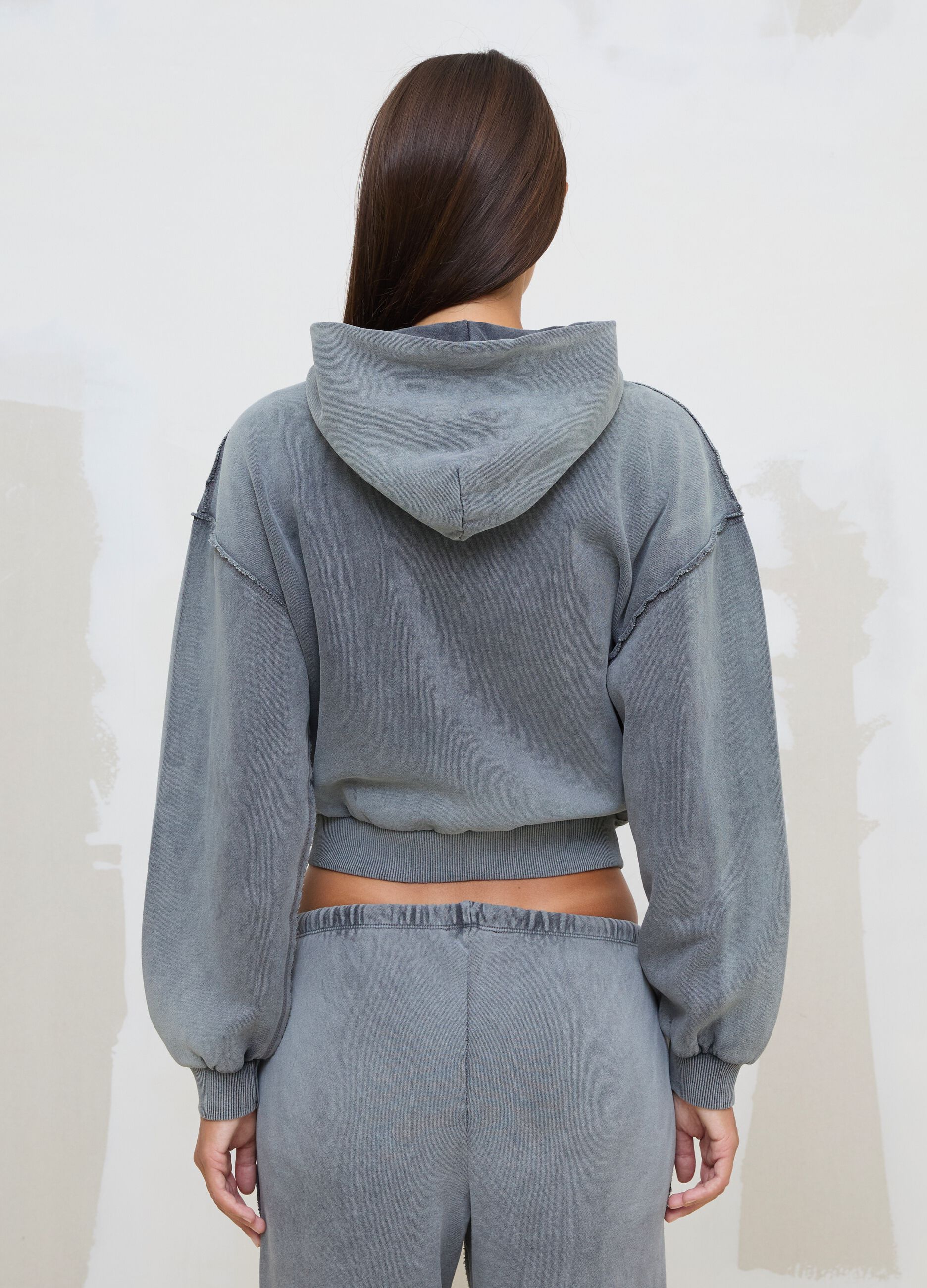 Sun-Faded Full-Zip Hoodie in Vintage Grey
