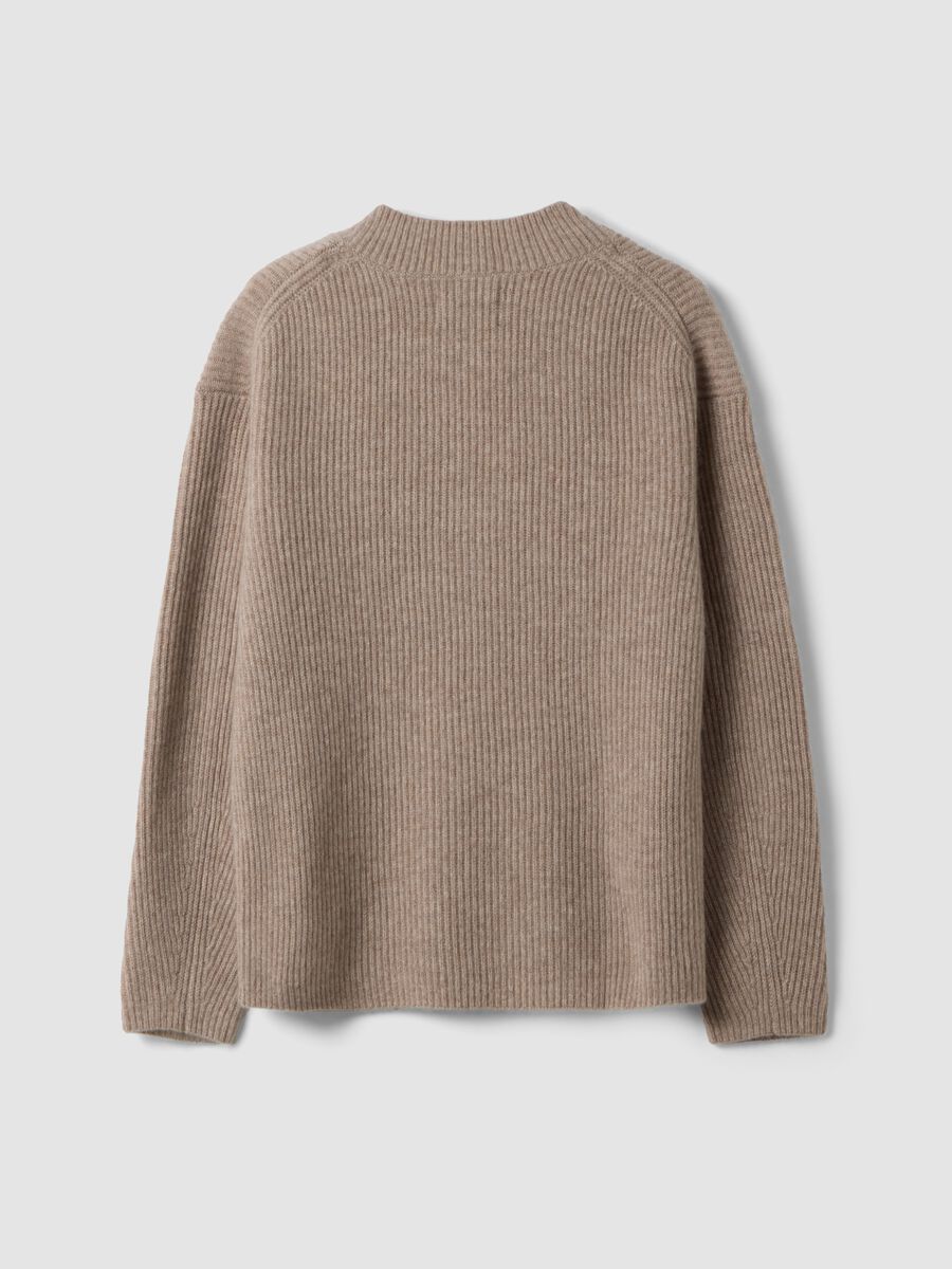 Beige marl pure cashmere deep V-neck oversized jumper_2