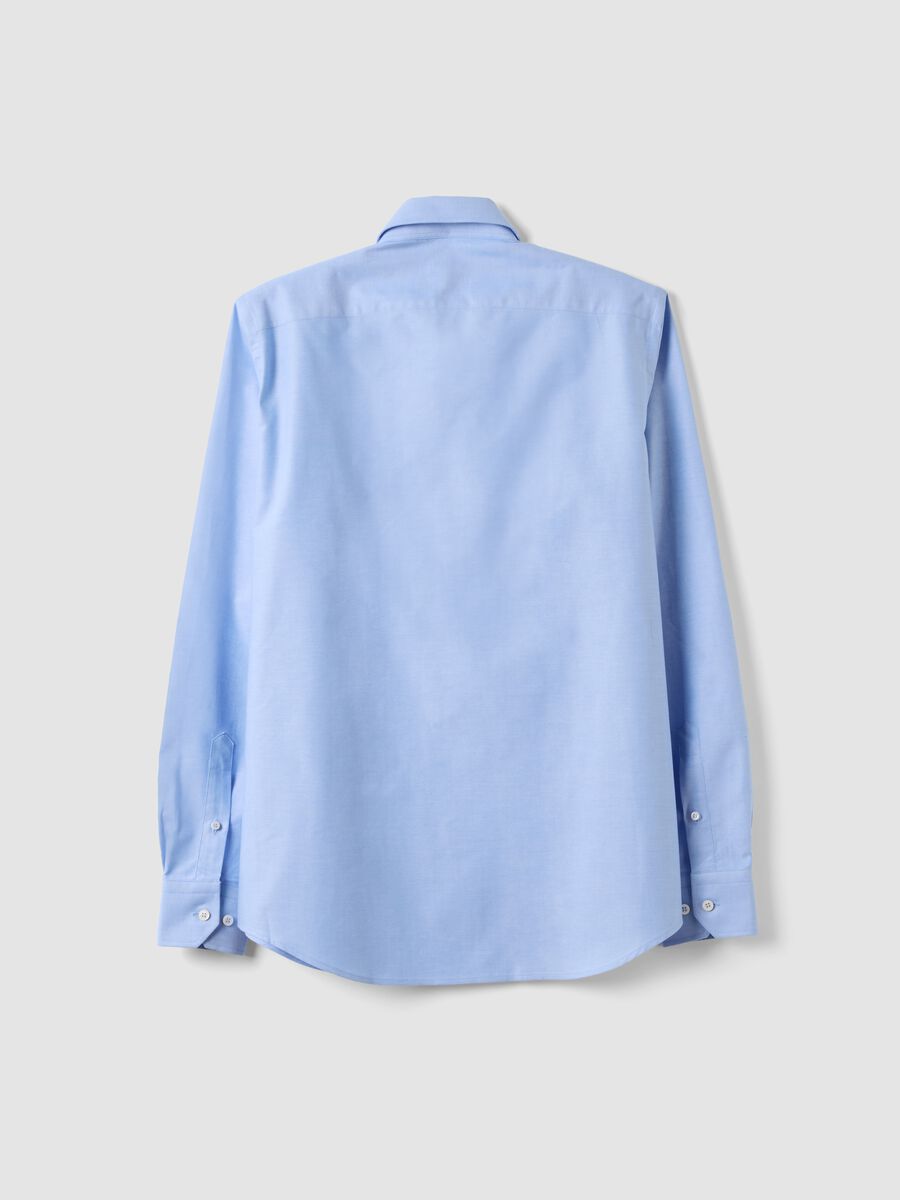 Light blue pure cotton Oxford shirt with French collar, slim fit_5