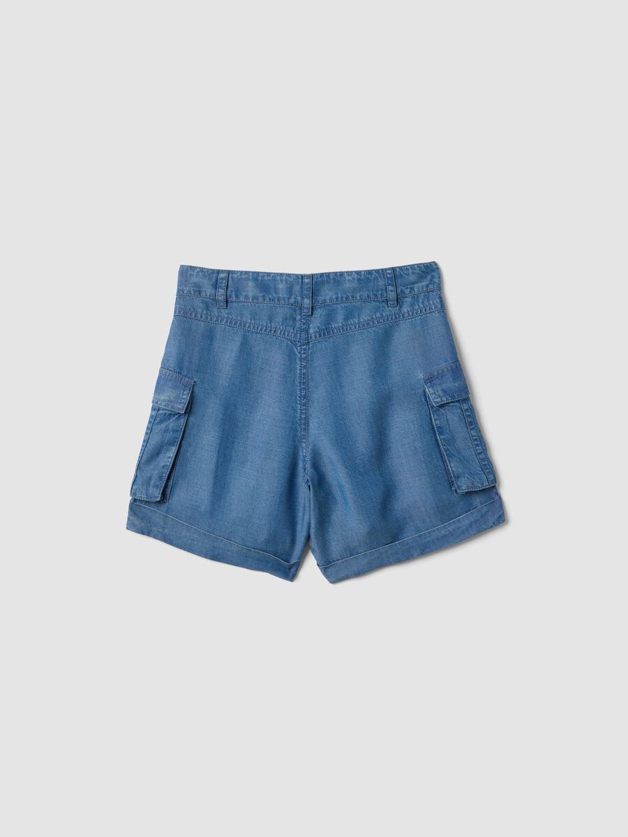 Shorts cargo azules de lyocell puro para ni&ntilde;a, corte regular_1