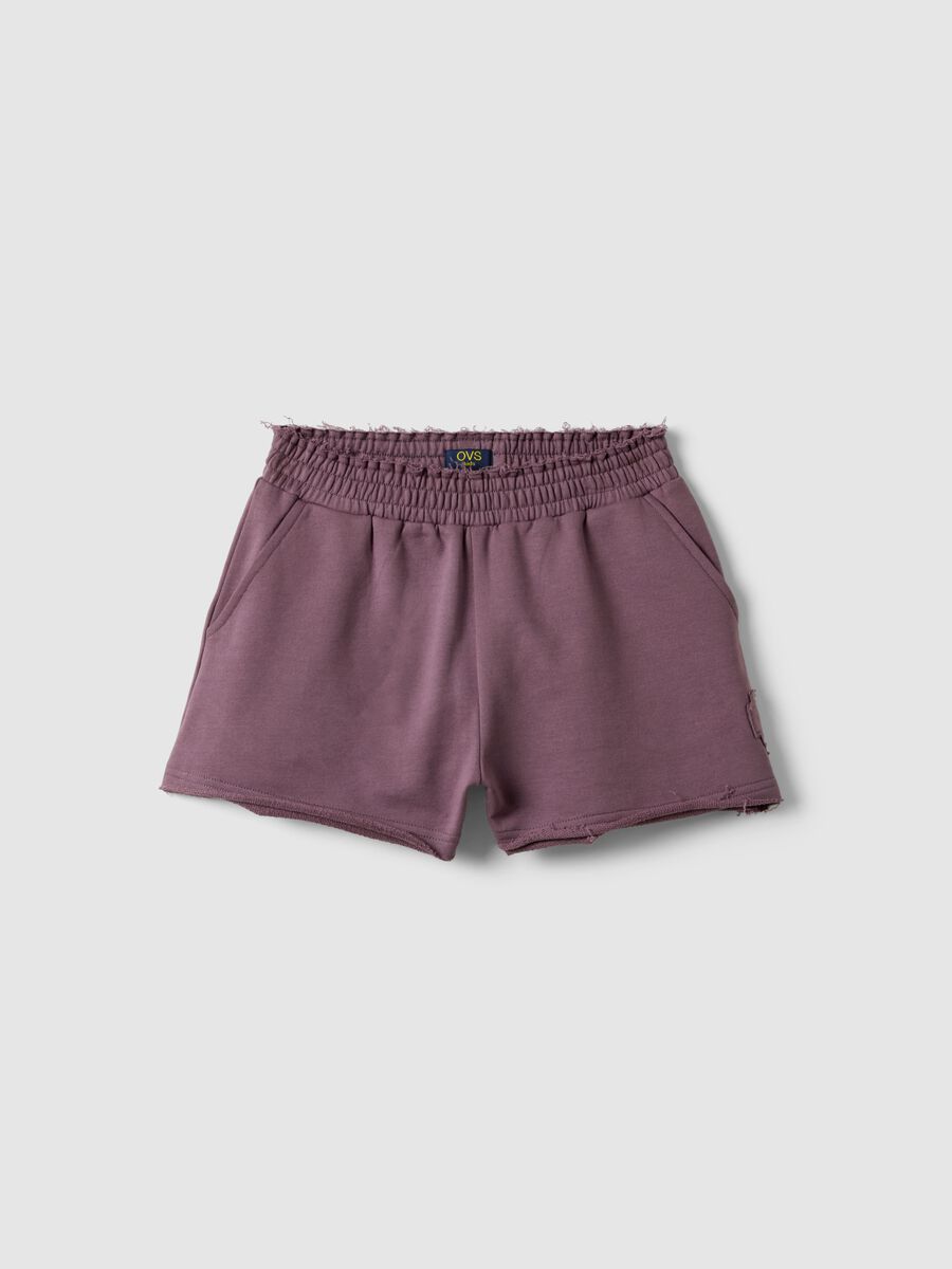 Girls' purple pure cotton shorts with relaxed fit_3