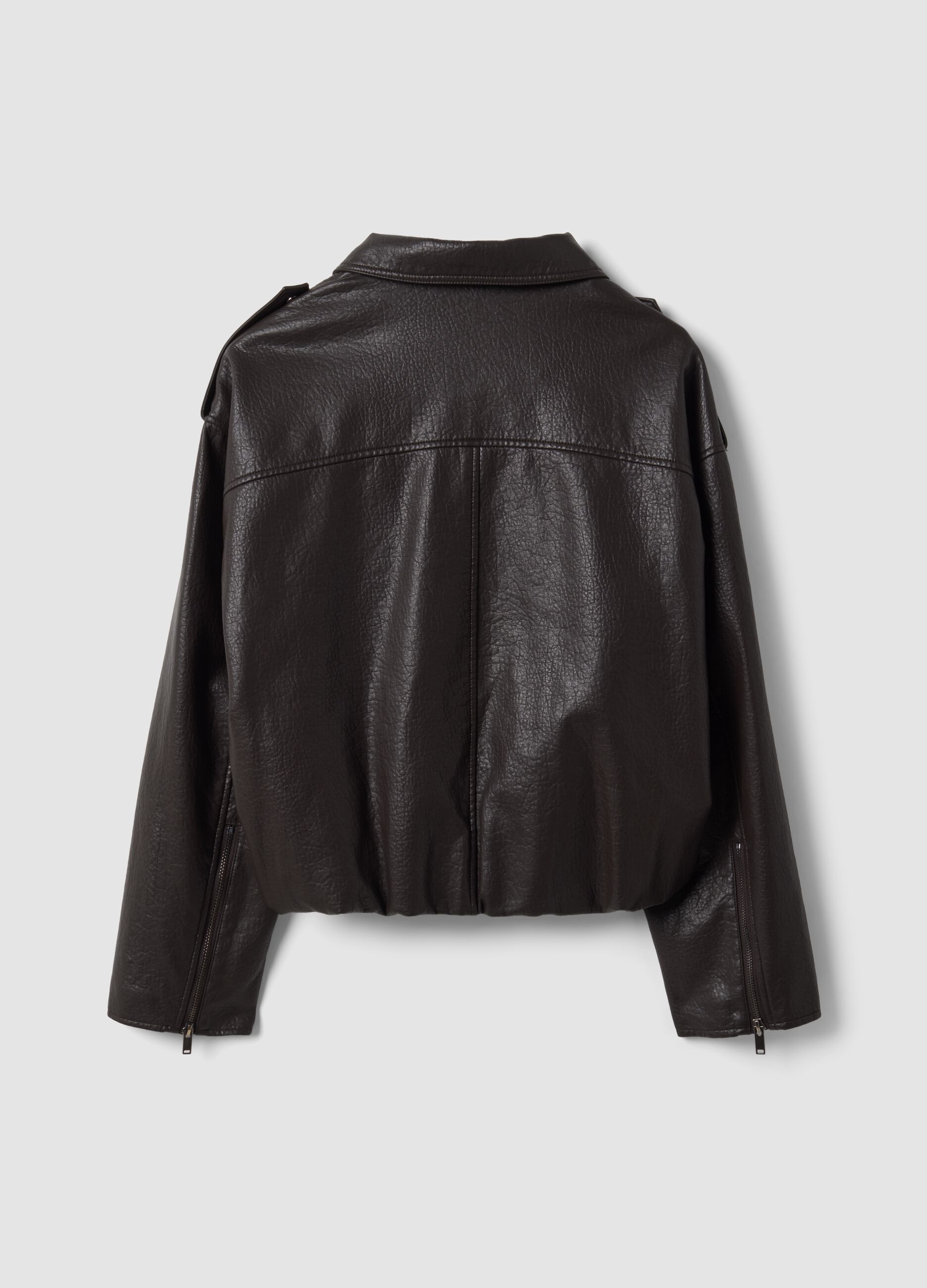 Giacca marrone biker in misto viscosa