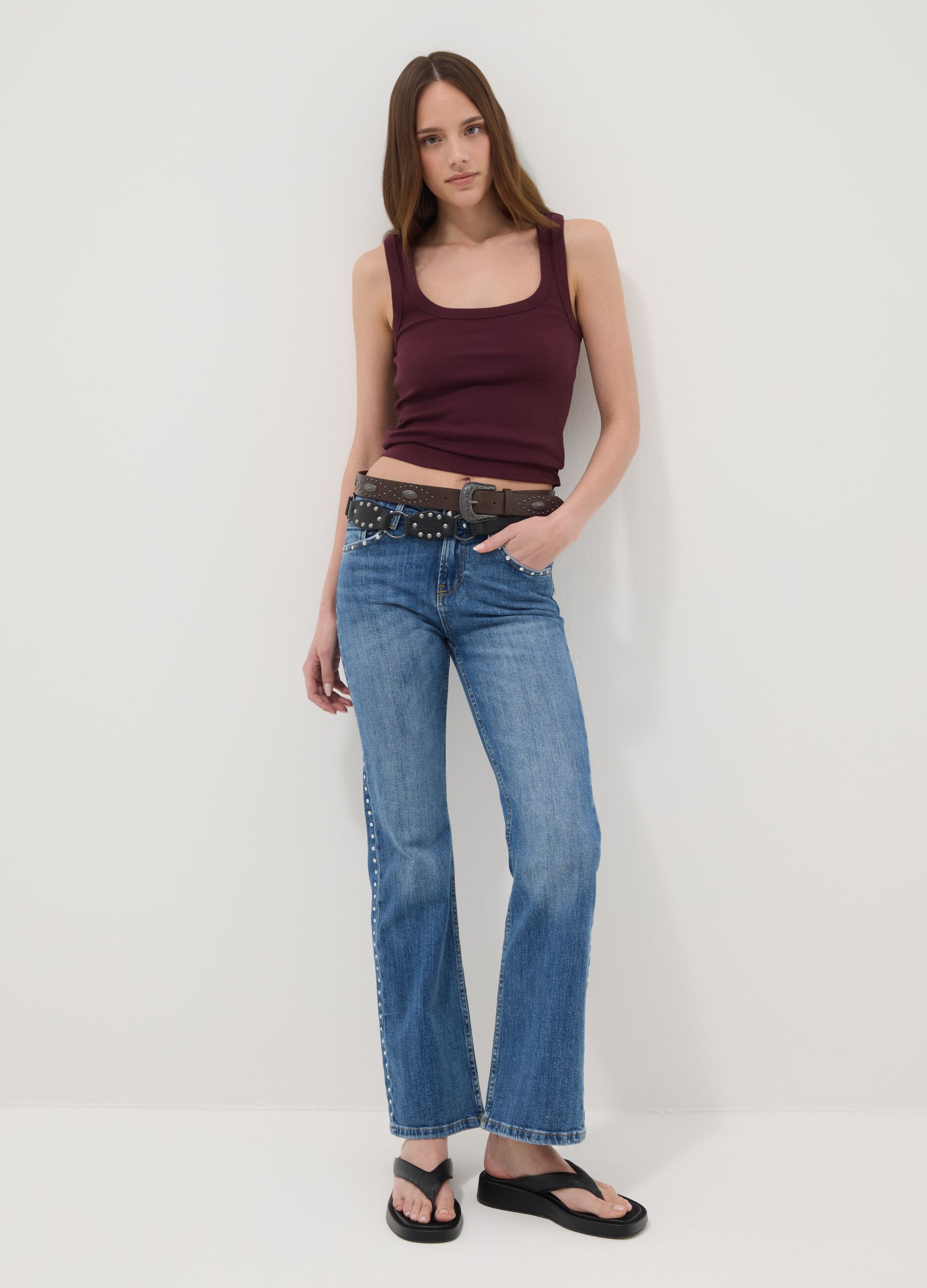 Top de al&ccedil;as roxo em algod&atilde;o el&aacute;stico