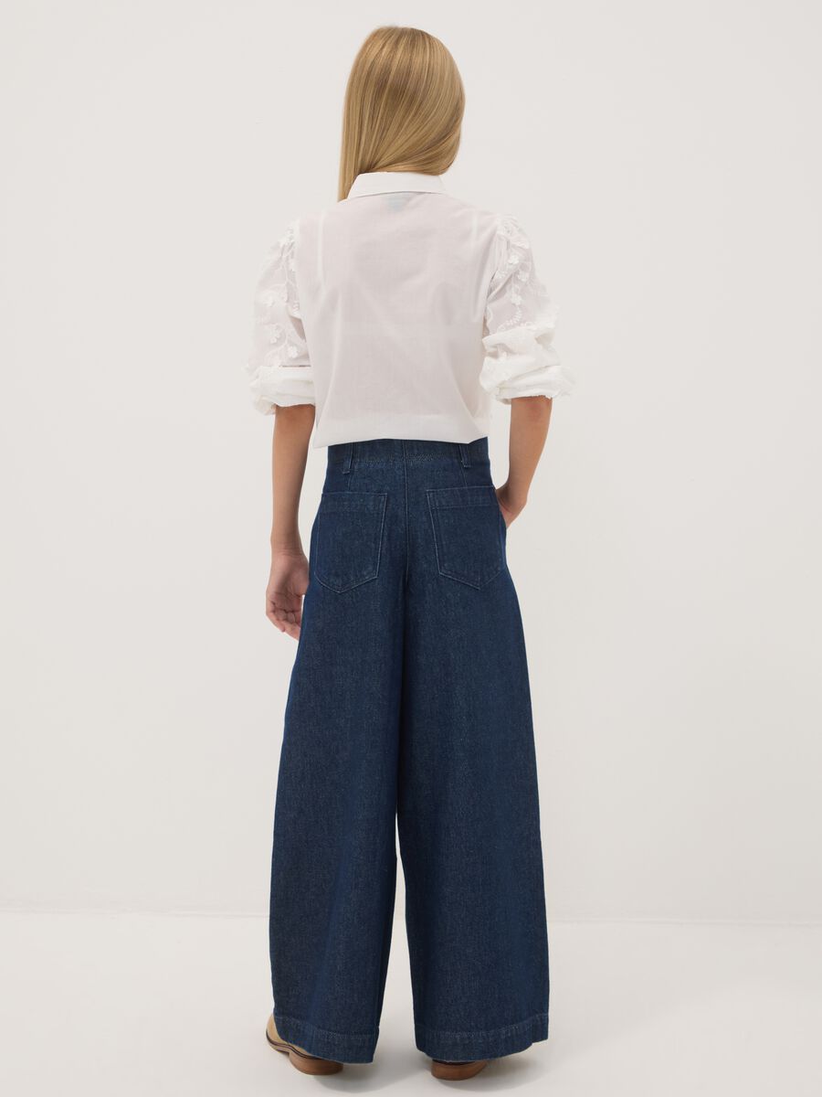 Blue wide-leg jeans in pure cotton_2