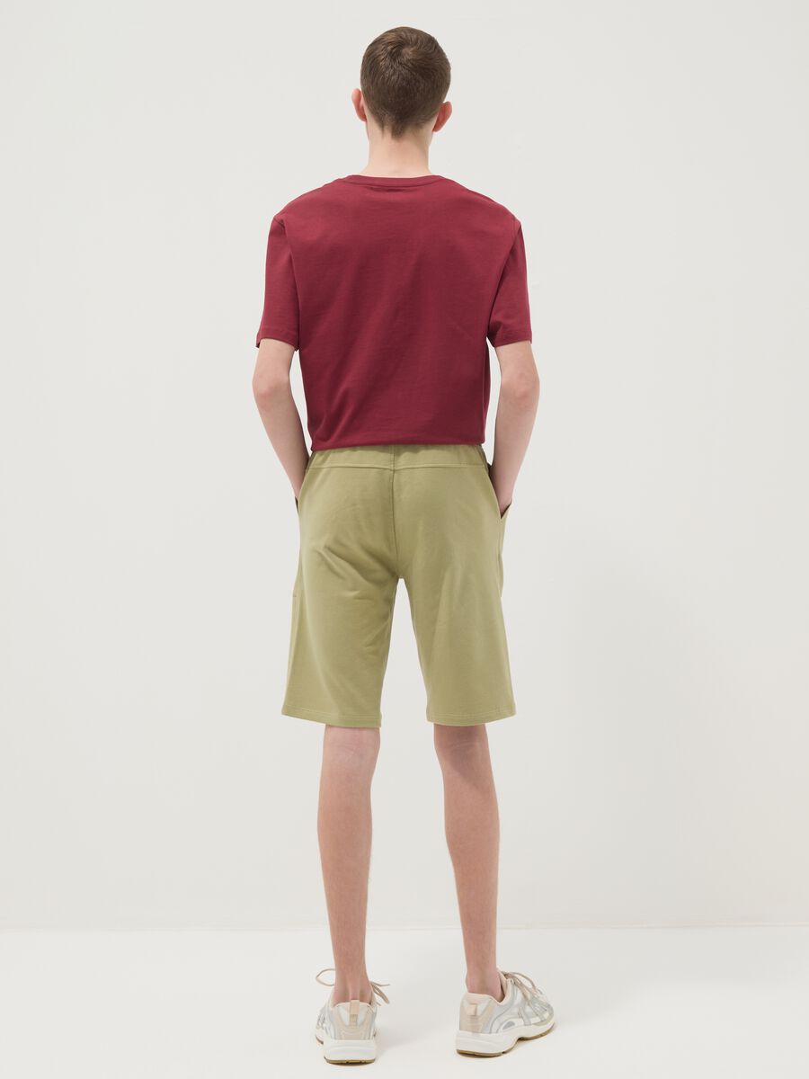 Green pure cotton jogger shorts for boys with elasticated waistband_1