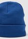 Blaue Jersey-Strickm&uuml;tze mit Umschlag_2