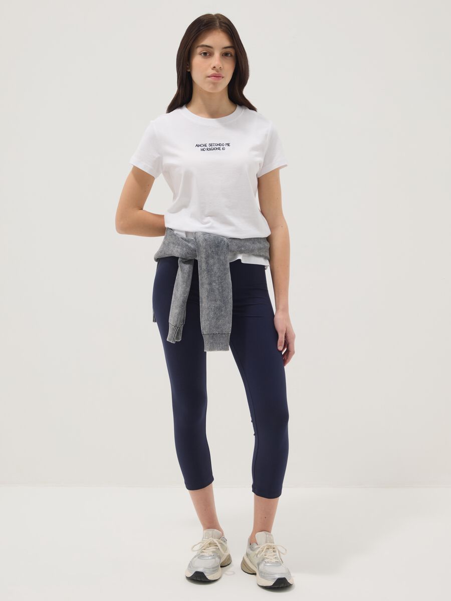 Leggings Ajustados de Mezcla de Algod&oacute;n Azul para Chicas_0