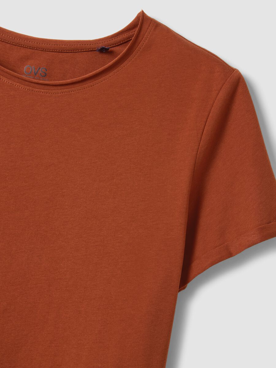 Braunes Kurzarm-T-Shirt aus reiner Baumwolle im Regular Fit_5